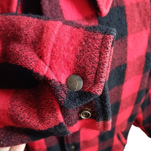 Men's XL Vintage Jacket Buffalo Plaid Wool Blend Damart 1980's Logger Coat - Picture 5 of 7